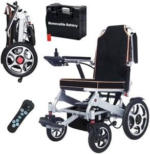 Rexhan Foldable Electric Wheelchair, Folding Power Chair, 20 KM Removable Lithium Battery, 2 X 200W Brushless Motor, 19 KG Lightweight, Remote Control, Aluminium Frame, Electromagnetic Brakes