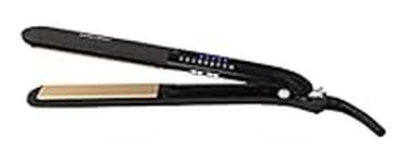 Nicky Clarke Premium Hair Therapy Straightener, Long Tourmaline Ceramic Plates, Fast Heat Up, 8 Heat Settings 160-230°C, LED Display & Digital Controls, 360° Swivel 3m Cable, Black & Silver - NSS043