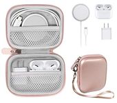 Travel Protection and Storage Case for Airpods Case, Featured Design, mesh Pouches for airpods case, Wall Charger and Cable, (Rose Gold)