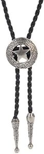 COOLLA Bolo tie- Handmade Star Western Cowboy Black Vintage Turquoise Pendant for Women,Men, Silver, 70cm