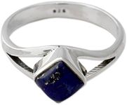 NOVICA Artisan Handmade .925 Sterling Silver Lapis Lazuli Single Stone Ring Artisan Crafted India Unisex with Blue Snorkel Birthstone 'Regal Blue'