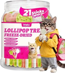 Wellix Freeze Dried Dog&Cat Treats - High Protein Chicken Recipe Lollipop Cat Treats - Three Flavors (Cat Grass, Dragon Fruit, Goat Milk) - Low Calorie Training Treats 21pcs