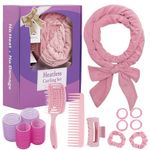 Heatless Curls Headband, Hair Rollers for Heatless Curls, 70" Velvet Heatless Curlers for Women Girls Overnight Curls, No Heat Hair Curlers to Sleep In - Pink