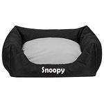 Ferocity Pet Bed Personalized with Name Small Dog Bed Washable with Reversible Cushion, Gray on Black 85x70 [123]
