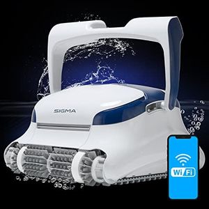 Dolphin Sigma Robotic Pool Cleaner (2024 Model) — Wi-Fi, App, Gyroscope, Weekly Timer, Waterline Cleaning & Massive Top-Loading Ultra-Fine and Standard Filters for In-Ground Swimming Pools up to 50ft