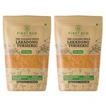 First Bud Organics Golden Spice Lakadong Turmeric Powder - 250gm x 2 | Organic Turmeric Powder & 7 to 12% High Curcumin Certified | Chemical Free Haldi Powder & Sourced From Jaintia Hills, Meghalaya