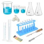 ECNEICS Chemistry Lab Experimental kit - Combo of 23 Product Beakers Conical Flask, Test Tube & Measuring Cylinder Etc. for school collage chemistry lab laboratory