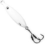 Calissa Offshore Tackle Fast Fall Jig 80g 150g 250g 300LBS Assist Hooks 3/0 Butterfly - Vertical Knife Speed Lure Slow Pitch Flat Glow Color Painted on Both Sides (White Squid, 350g)