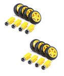 Techleads U4-H7PC-OABH Bo1 Duel Shaft BO Motor 150 RPM With Wheel, Black and Yellow (8 Pcs)