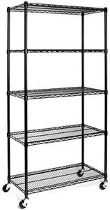 Seville Classics UltraDurable Heavy Duty NSF Solid Steel Wire Rack Storage Unit, Organizer for Garage, Warehouse, Office, Restaurant, Classroom, Kitchen, Black, 5-Tier Shelving, 36" W x 18" D