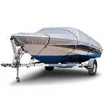 Budge 150 Denier Boat Cover fits V-Hull Fishing Boats B-150-X2 (14' to 16' Long, Silver)