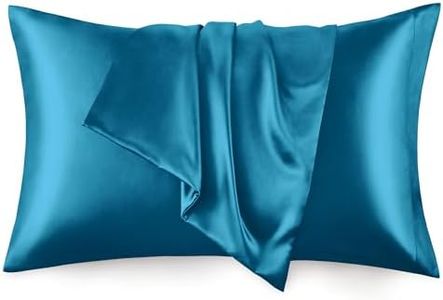 Love's cabin Silk Satin Pillowcase for Hair and Skin (Teal Blue, 20x30 inches) Slip Pillow Cases Queen Size Set of 2 - Satin Cooling Pillow Covers with Envelope Closure