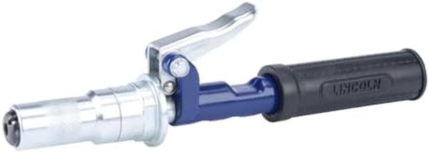 Lincoln 5900 PowerLock Lever Action Grease Coupler with Quick Connect Fitting, Reverse Jaw, Flexible Rubber Sleeves, Ergonomic Design, Protective Grip, Enables Single-handed Function, Steel Design