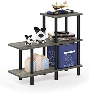 Furinno Turn-N-Tube 3-Tier Cube Ladder Shelf, French Oak Grey/Black