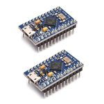 Pro Micro ATmega32U4 Microcontroller Board with Arduino Leonardo Bootloader, Pre-Soldered Headers, 16MHz Clock Speed, 32KB Flash Memory, 24 I/O Pins (2PCS)