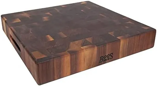 John Boos Boos Block CCB Series Large Reversible Wood Chopping Block Cutting Board, 3-Inch Thickness, 18" x 18" x 3", Walnut