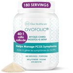 Ovofolic PCOS Supplement for Women - Boost Fertility, Hormonal Balance, and PCOS Support - Myo-Inositol, D-Chiro Inositol, Active Folate - High Potency PCOS Supplements (180 servings, 387g Jar)