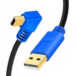 Hanprmeee Right Angle 90 Degree Mini USB Cable, Mini USB Cable USB 2.0 Type A to Mini B Cable Data Charging Cord Compatible for Cell Phones, MP3 Players, Digital Cameras, PDA etc(Blue) (0.3M)