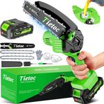 TIETOC Mini Chainsaw Cordless 6 Inch with Large Batteries, 880w Electric Chainsaw with Oiler System,Small Battery Chainsaw for Wood/Trees Cutting,Christmas Gift for Men Dad Husband Gadget