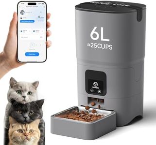 PAPIFEED Automatic Cat Feeder Upgrade, WiFi Pet Feeder with APP Control for Remote Feeding, Detachable for Easy Clean, Dual Power Supply,1-10 Meals Per Day for Multiple Pets(Gray)