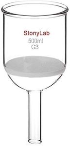 StonyLab Borosilicate Glass Buchner Filtering Funnel with Fine Frit (G3), 94mm Inner-Diameter, 100mm Depth (500 ml)