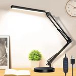 BROLAVIYA Heavy Base LED Desk Lamp Light with Metal arm Table Lamp Stand,3 Lighting Modes,360 Degree Spin for Home Office,Desktop,Bedroom,Reading, Study lamp etc