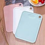 Chopping Board Set, 3 Colors Plastic Chopping Board with Juice Groove & Garlic Grinding Groove for Meat, Vegetables, Cheese, Bread, Fruits, ect, Measuring 34 x 25 x 0.5 cm