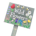 Personalised Wild Flowers Garden Plaque, Planter Sign, Allotment Sign & Stake, Gardeners Gift, In Memory, Mum’s Garden, Plot Marker