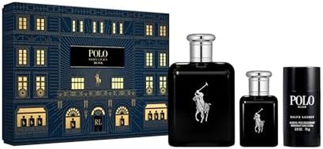 Ralph Lauren - Polo Black Eau de Toilette - Men's Cologne Gift Set - Woody & Fresh - With Patchouli, Sandalwood, and Mandarin - Full Size 4.2 Fl Oz, Travel Size 1.36 Fl Oz, & Deodorant