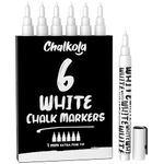 Chalkola White Chalk Pens - White Dry Erase Liquid Chalk Pens for Chalkboard, Blackboard, Window, Bistro, Car Glass, Board, Signs - 1mm Extra Fine Tip Chalkboard Chalk Markers