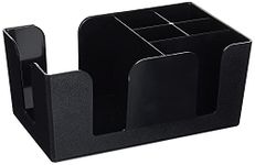 Shoppers Hub PNQ Heavy Duty Plastic Bar Caddy Organizer Compartment Holder with 6 Compartments for Ideal Use in Home Bars, Cafes, Pubs, Hotels and Restaurants - Black Color