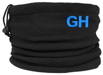 TeddyTs Personalised Initials Black Fleece Sports Snood with Adjustable Toggle (Blue Embroidery)