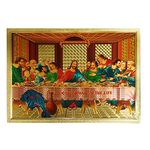 Hawai Jesus Christ Last Supper 24k Gold Plated Self Adhesive Poster Sticker for Home Office Business Place Puja Ghar Worship Use 7x5 inch SFDI00144