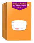 TARGET PUBLICATIONS Single Line Notebooks | 172 Ruled Pages | Soft Brown Cover | 17 cm x 27 cm | For School College Office Use | Pack of 8 Books | GSM 58