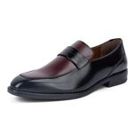 Louis Stitch Formal Shoes for Men| leatherette, Inner Lining Design Moccasins Style Formal Shoes for Men| Comfortable for Formal, Casual, Every day, and Parties | Black & Rosewood, Size UK 10 (SXMCDS)