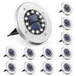 GIGALUMI Solar Ground Lights 12LEDs 12PACK In-Ground Lights Solar Powered Pathway Lights Outdoor Decking Landscape Lamp for Lawn Yard Pool Patio