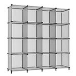 AWTATOS Cube Storage Organizer Modular Storage Cubes Bookshelf Stackable Closet Storage Shelves DIY Plastic 16 Cube Organizer Shelving, Ideal Storage Solution for Bedroom, Home Office, Grey