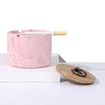 ashtrays for Cigarettes, Pink Marble Ceramic ash Tray with lid,Outdoor Ashtray,Desktop Smoking Ash Tray for Home Office Decoration - Pink (Pink Small)