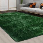 CAROMIO Shaggy Area Rug 6' x 9' Modern Indoor Plush Fluffy Rugs Soft and Comfy Velvet Faux Fur Accent Rug Carpet for Bedroom Living Room Fuzzy Floor Cover for Girls Kids Nursery, Green