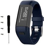 Ontube Silicone Adjustable Strap Bands Compatible with Garmin Vivosmart HR+ Watch (Not for Vivosmart hr)(Dark Blue)