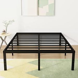 DiaOutro 18 Inch Full Size Bed Frame Heavy Duty Metal Platform No Box Spring Needed, Maximum Storage, Easy to Assembly, Noise Free, Black