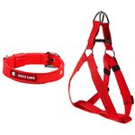 Pets Like Poly Collar, Red (25mm) & Regular Harness, Medium (Red)