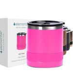 Elemental Recess Lowball Tumbler, 10oz Triple Wall Stainless Steel Cup with Non-Shattered Tritan Lid, Insulated Whiskey Glass, Insulated Coffee Tumbler Mug for Hot & Cold Drinks - Hot Pink