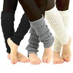 TeeHee 80s Vintage Comfortable Ribbed Cable Knit Leg Warmers for Women 3pairs with gift box (Cable Knit)