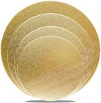 4 Pack Gold Cake Boards Round Cake Circles 6, 8, 10, 12 Inch Cake Base Cardboard, 1 of Each Size Set for Baking Cake, Wedding Birthday Cake, Dessert, Cake, Pizza Decorating and Exhibition