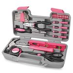 Apollo 39pc Pink Ladies Tool Kit - Essential DIY and Home Repair Tools Set for Women