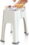 Skywin Pedicure Foot Rest - Non-Slip Pedicure Stand Footrest, Side and Back Pockets holds Pedicure Essentials, 9 x 7 x 10 inches (BEIGE)