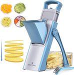 ONCE FOR ALL Mandoline Vegetable Slicer, Veg Chopper with 4 Cutter Modes Adjustable Thicknesses, Slicer, Dicer, Chopper, Julienne, Chip Veggies for Potatoes Carrot Tomato Cucumber Sky-Blue