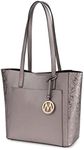 MKF Collection by Mia K. Farrow Tote Shoulder Bag for Women – PU Leather Large Top Handle Handbag – Ladies Fashion Pocketbook Purse, Pewter