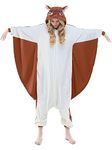 NEWCOSPLAY Unisex Adult Onesie Pajamas Animal One Piece Costume Cosplay Sleepwear (Coffee Flying Squirrel, Medium)